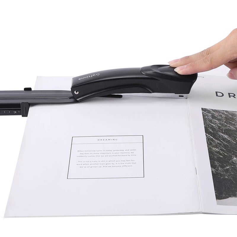 craftinova Long Reach Stapler,with 2000 Staples & Stapler Remover Full Stripï¼Œ20-25 Sheet Capacity,with Built-in Ruler and Adjustable Locking Paper Guide, Black - Image 3